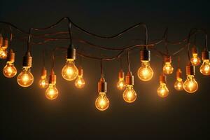 Garland of light bulbs. AI-Generated photo