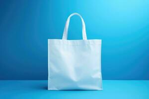 Mock-up of a white fabric bag with handles. AI Generated photo