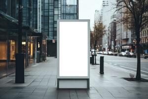 Layout of a white outdoor advertising poster. AI generated photo