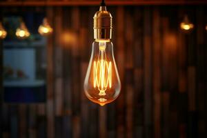Decorative modern light bulb in the room. AI Generated photo
