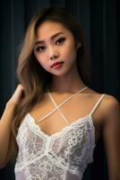 Beautiful asian young women delicated face AI Generative photo