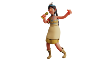 3d ilustração. talentoso cantor 3d desenho animado personagem. a lindo cantor canta uma música com dela dourado microfone. uma cantor quem mostra dele grandeza dentro frente do todos. 3d desenho animado personagem png