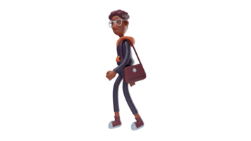 3d illustration. sucré homme 3d dessin animé personnage. une mignonne gars en marchant est Aller quelque part. grand Beau homme. touristes sur vacances. 3d dessin animé personnage png