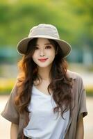 portrait of cute charm young asian wear casual outfit AI Generative photo