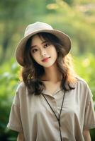 portrait of cute charm young asian wear casual outfit AI Generative photo