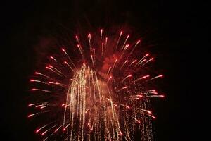 a large firework in the night sky photo