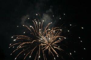 a large firework in the night sky photo