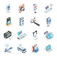 Set of Isometric Style Wireless Communication Icons vector