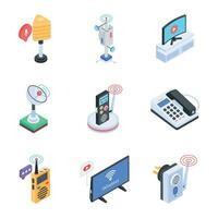 Bundle of Isometric Style Communication Gadgets Icons vector