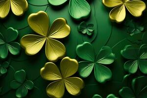 Green clover leaves with space for text. AI-Generated photo