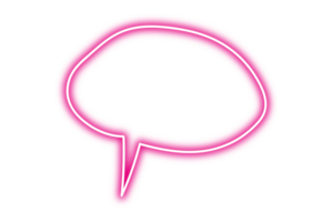 Neon chat bubble png. Glowing speech bubble on transparent background. png