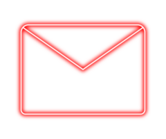 Red neon envelope symbol on transparent background png