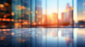 Abstract blurred background office. Defocused architecture blurred motion abstract background. Generative AI photo
