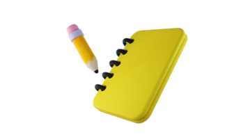 Yellow Notebook with Yellow Pencil png