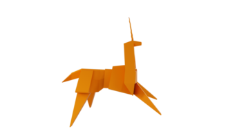 origami unicórnio Japão laranja png