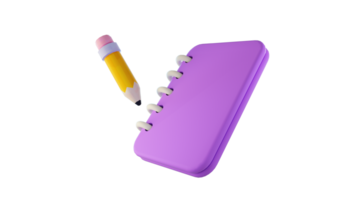 Purple Notebook with Yellow Pencil png