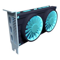 Dual fan graphics card. Computer component icon. 3D render video card. 3D rendering png