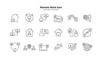 Set of co-working Icons. Simple line art and editable stroke icons pack. vector