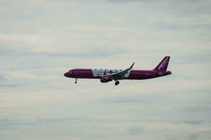 Bangkok, Thailand - August 26, 2023  Vietjet Air WOW graphic prepare for Landing at Suvarnabhumi Airport, Thailand photo