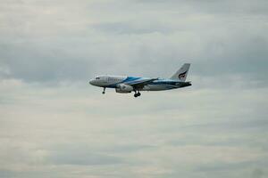 Bangkok, Thailand - August 26, 2023  Bangkok Airways prepare for Landing at Suvarnabhumi Airport, Thailand photo