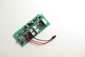 Power Supply modern printed-circuit board with electronic components with transistor. Electrical engineering. photo