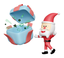 surprise gift box with Santa Claus  isolated. merry christmas and happy new year, 3d render illustration png