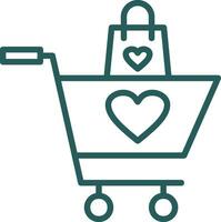 Shopping Basket with Heart Vector Icon Design