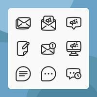 Message interface icons in line style, for ui ux design, website icons, interface and business. Including mail, marketing, digital marketing, talk, chat bubble, write, etc. vector