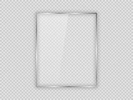 Glass plate in vertical frame isolated on background. Vector illustration.