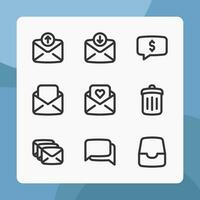 Message icons vector line style, for ui ux design, website icons, interface and business. Including love letter, message, mail, delete, chat, inbox, etc.