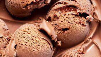 macro photo of chocolate ice cream with ice cream texture