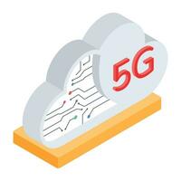 5g internet cloud, isometric style icon vector