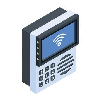 prima isométrica icono de un inteligente intercomunicador vector