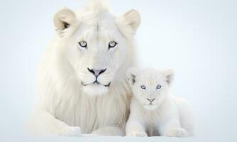 animal mundo en un mínimo fondo, el león familia. ai generado. Pro foto. foto