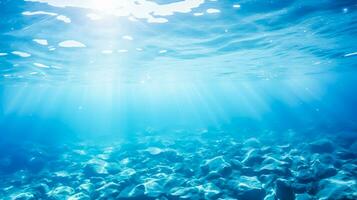 Transparent Background Of Underwater Blue Ocean. AI Generated. Pro Photo