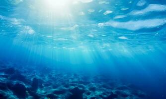 Transparent Background Of Underwater Blue Ocean. AI Generated. Free Photo