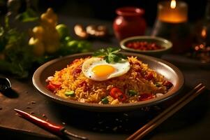 Nasi Goreng a Delicious Indonesian Food AI Generative photo