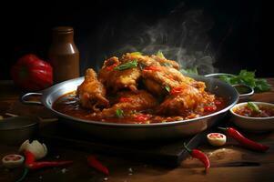 Asian food spicy chicken dish AI Generative photo