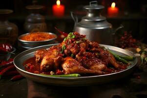 Asian food spicy chicken dish AI Generative photo