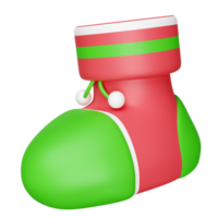 3d Christmas sock isolated. merry christmas and happy new year, 3d render illustration png