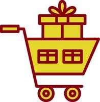 Shopping Cart with Gifts Vector Icon Design