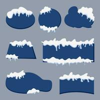 Set of snow cap covered blue advertising banner in different shapes, rectangular, circular, elliptical ,etc. vector