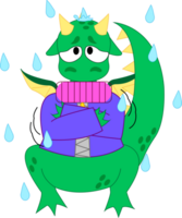 Funny fantasy character dragon in the rain png