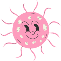 Cute Cartoon bacteria character. Old animation 60s 70s, funny cartoon characters. Trendy illustration in retro style. png