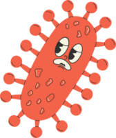 Cute Cartoon virus rabies lyssavirus character. Old animation 60s 70s, funny cartoon characters. Trendy illustration in retro style. png