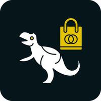 Shopping Dinosaur Vector Icon Design