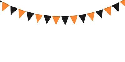 Black and orange flag garland. Triangle pennants chain. Party decoration. Celebration flags for decor vector