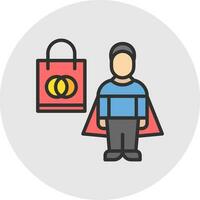 Shopping Superhero Vector Icon Design