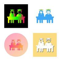 Unique Students Sitting Vector Icon