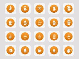 Coffee Icon Set Gradient Circular Outline Style vector